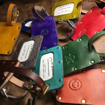 handcrafted leather luggage tag